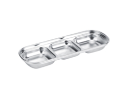 Plato de Acero Inoxidable - con 3 Divisores - para Salsas y Snacks - Plata KOFIHETY