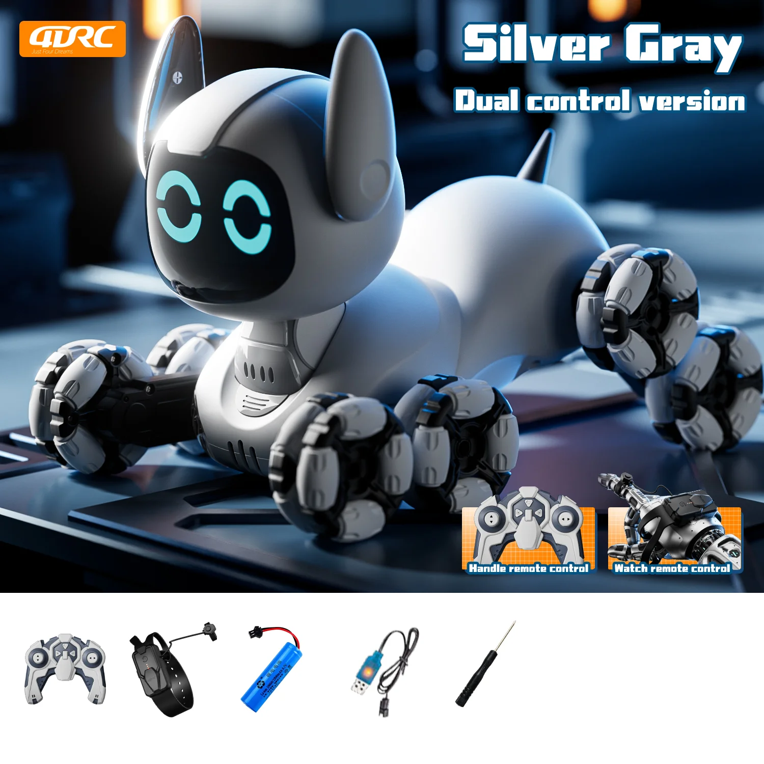 Cinzacachorro Robô Infantil De Oito Rodas Com Controle Remoto,brinquedo Inteligente,carro De Brinquedo Elétrico Mecânico Em Forma De Cachorro