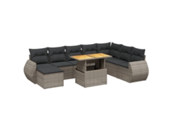 Conjunto de 9 sofás de jardín con cojines de mimbre y patas grises, MAISON EXCLUSIVE (90 x 200 cm)