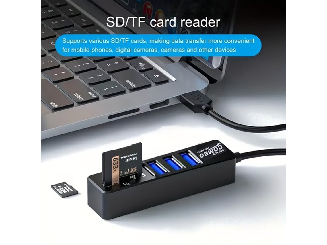 Concentrador USB de 5 puertos Tadvyyvayotoy con lector de tarjetas SD/TF