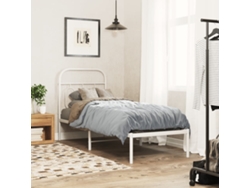Estructura Cama Sin Colchón Con Cabecero Metal Blanco 75x190 Cm