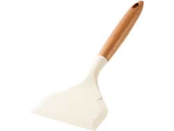 (blanco) Cuchara De Cocina De Silicona Y Madera De Aro Bajo, Espátula De Acero Antiadherente, Espátula Para Freír