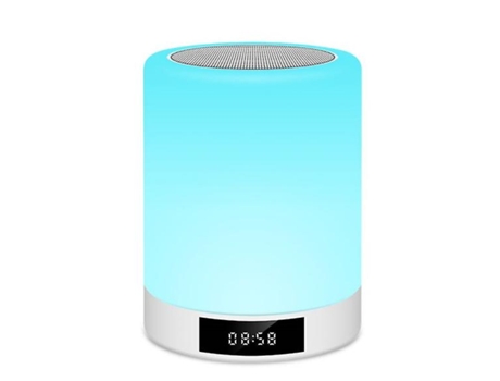Luz Nocturna con Altavoz Bluetooth Altavoz Inalámbrico Portátil con Lámpara De Control Táctil Despertador Radio Fm Luz Nocturna Regulable BISBISOUS...