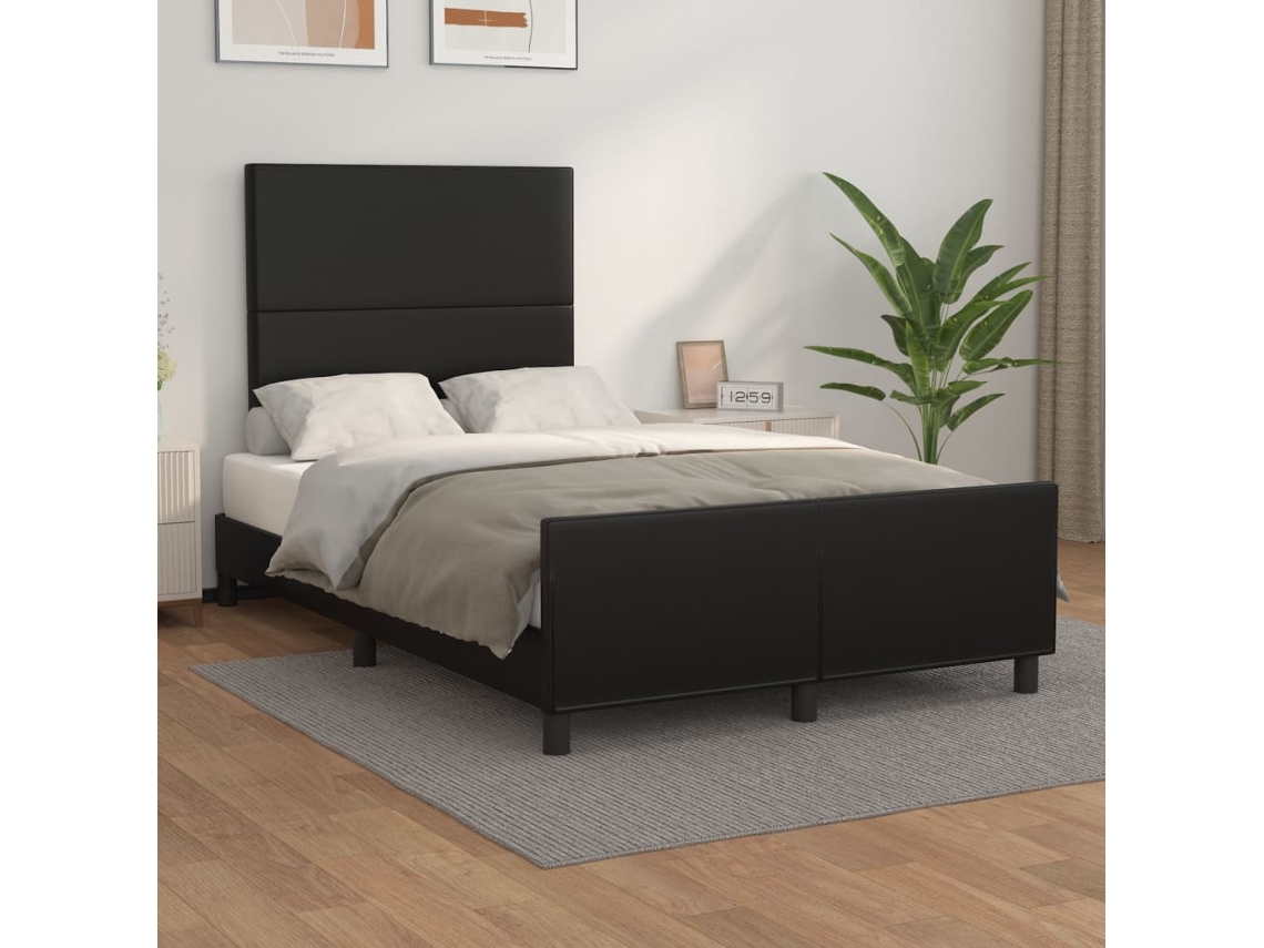 Estructura De Cama Sin Colchón Cuero Sintético Negro 120x200 Cm