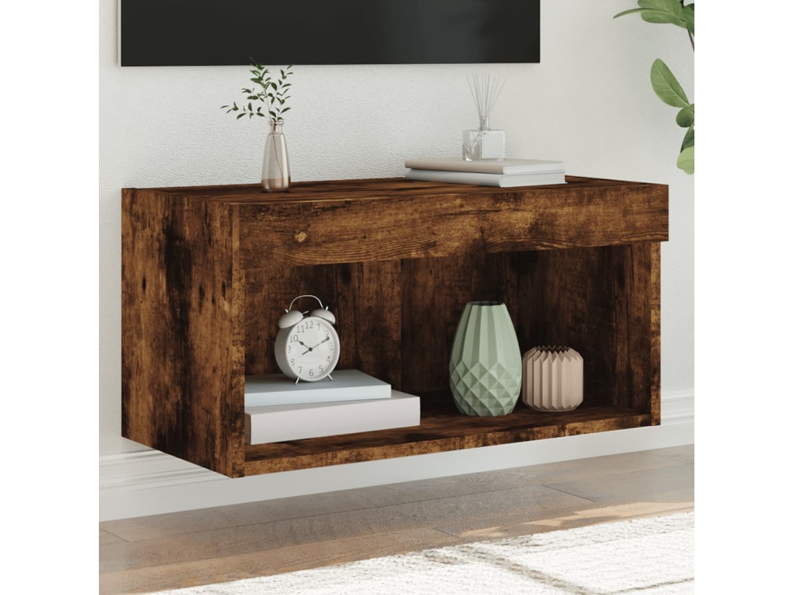 Mueble de TV | Mueble de TV | Mueble de TV con luces LED 60x30x30 cm Roble Ahumado