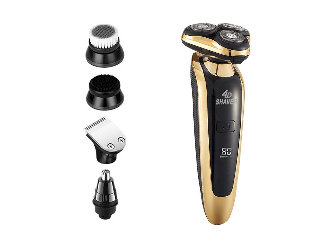 Afeitadora eléctrica 5 en 1 para hombres, afeitadora rotativa recargable Mdug (dorada)