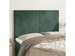 Cabeceros 4 Unidades Terciopelo Verde Oscuro 72x5x78/88 Cm