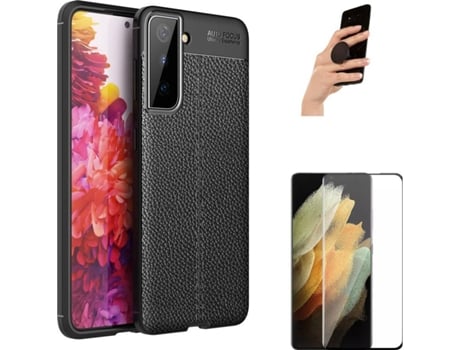 Carcasa, Protector y Popsocket Samsung S21 Rugged Leather Negro