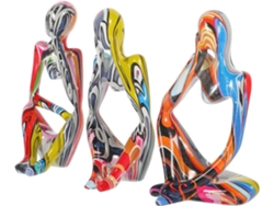 Conjunto de 3 estatuas abstractas de resina con motivos de pensamiento para decoración de interiores, oficina, sala de estar, biblioteca y como adorno - GOKOCO