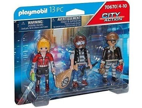 PLAYMOBIL City Action: Conjunto de figura ladrones - 70408 (Edad Mínima: 4 - 13 piezas)