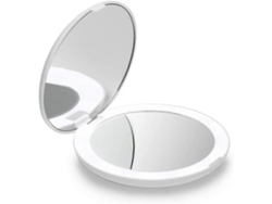 Rebe-espejo De Maquillaje Portátil Iluminado Con Led Luz Natural, 1x/10x Aumento, Compacto Y Ligerito Para Viajes