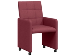 Juego de 2 sillas de comedor con ruedas, tela roja, MAISON EXCLUSIVE