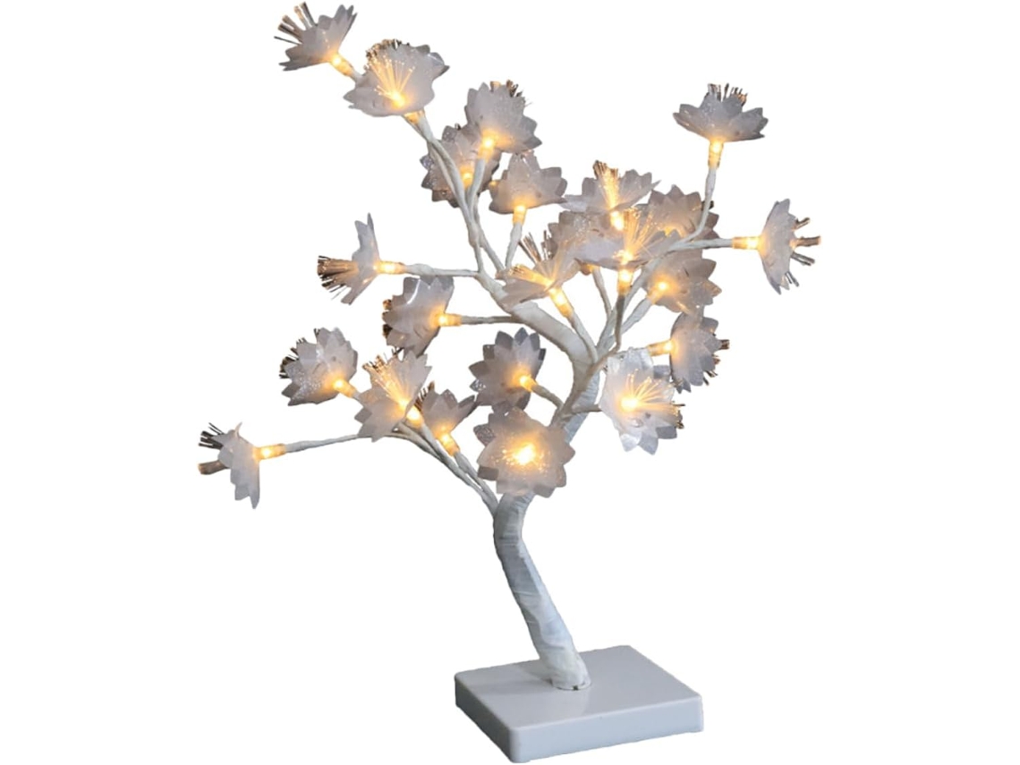 Lámpara de noche en forma de árbol con cable de fibra óptica y conexión USB, luz nocturna decorativa, par - Gokoco