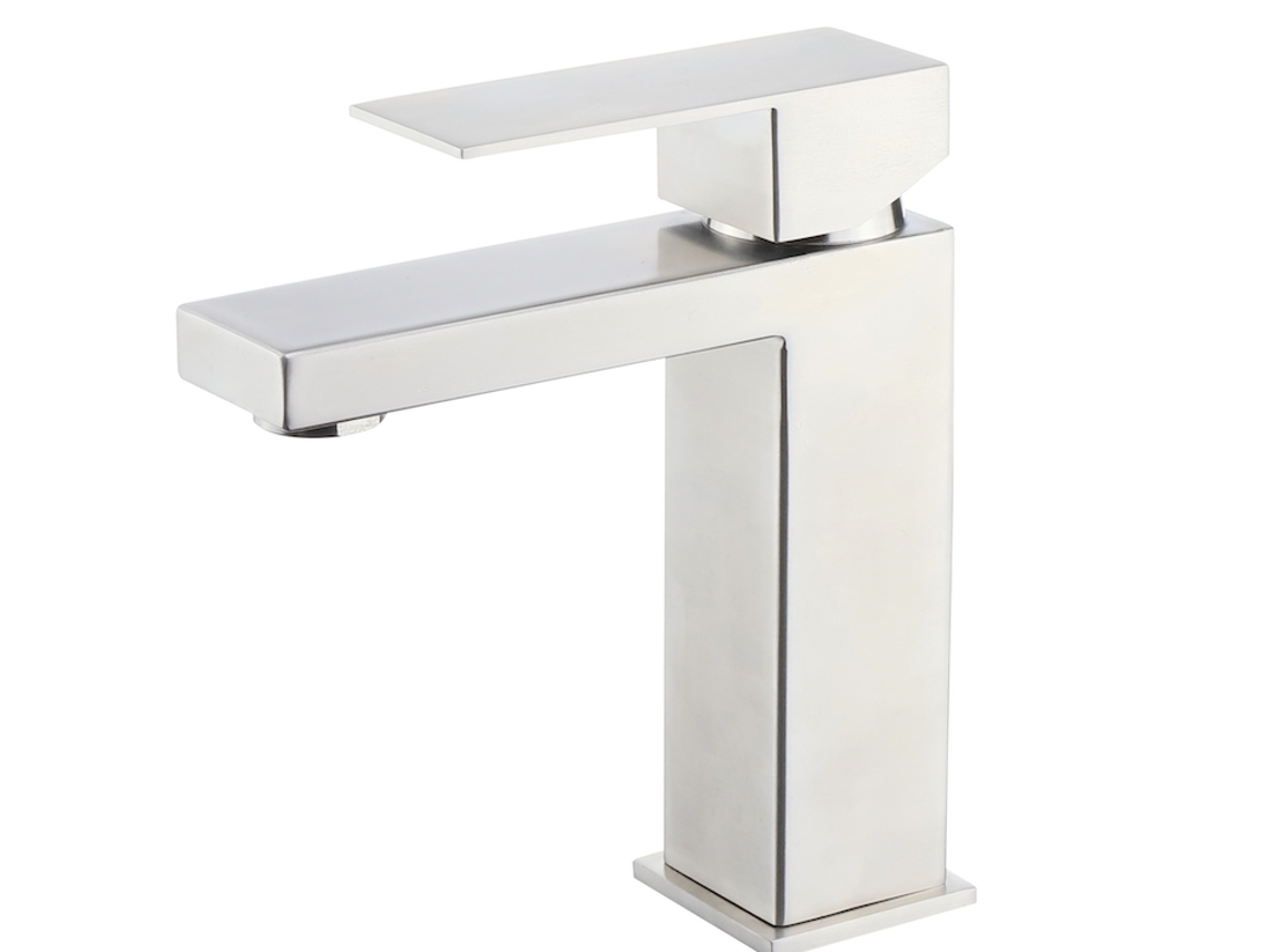 Grifo Mezclador De Lavabo 001 De Latón Niquelado Cepillado Colección Axis