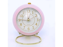 Reloj de mesa redondo y silencioso con luz nocturna rosa