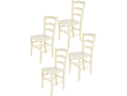 Conjunto de 4 Cadeiras T M C S Venice 321AB (Branco - 88x43x44 cm - Madeira)