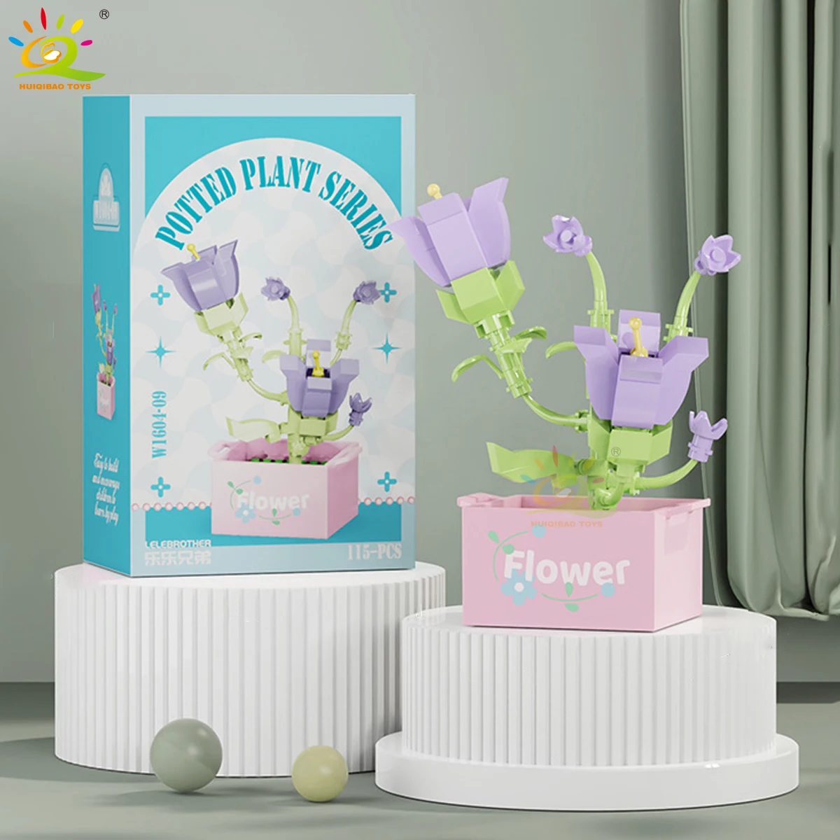 Bloques De Construcción De Plantas En Maceta Con Flores Moc, Bricolaje, Ramo Eterno