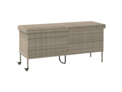 Caja de almacenaje con ruedas, mimbre, gris claro, MAISON EXCLUSIVE (160 x 55 x 75 cm)