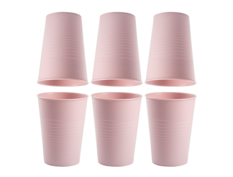 Lote de 6 Vasos de Agua Plastic Forte de 360 ml Reutilizables. Ideal Fiestas. Rosa
