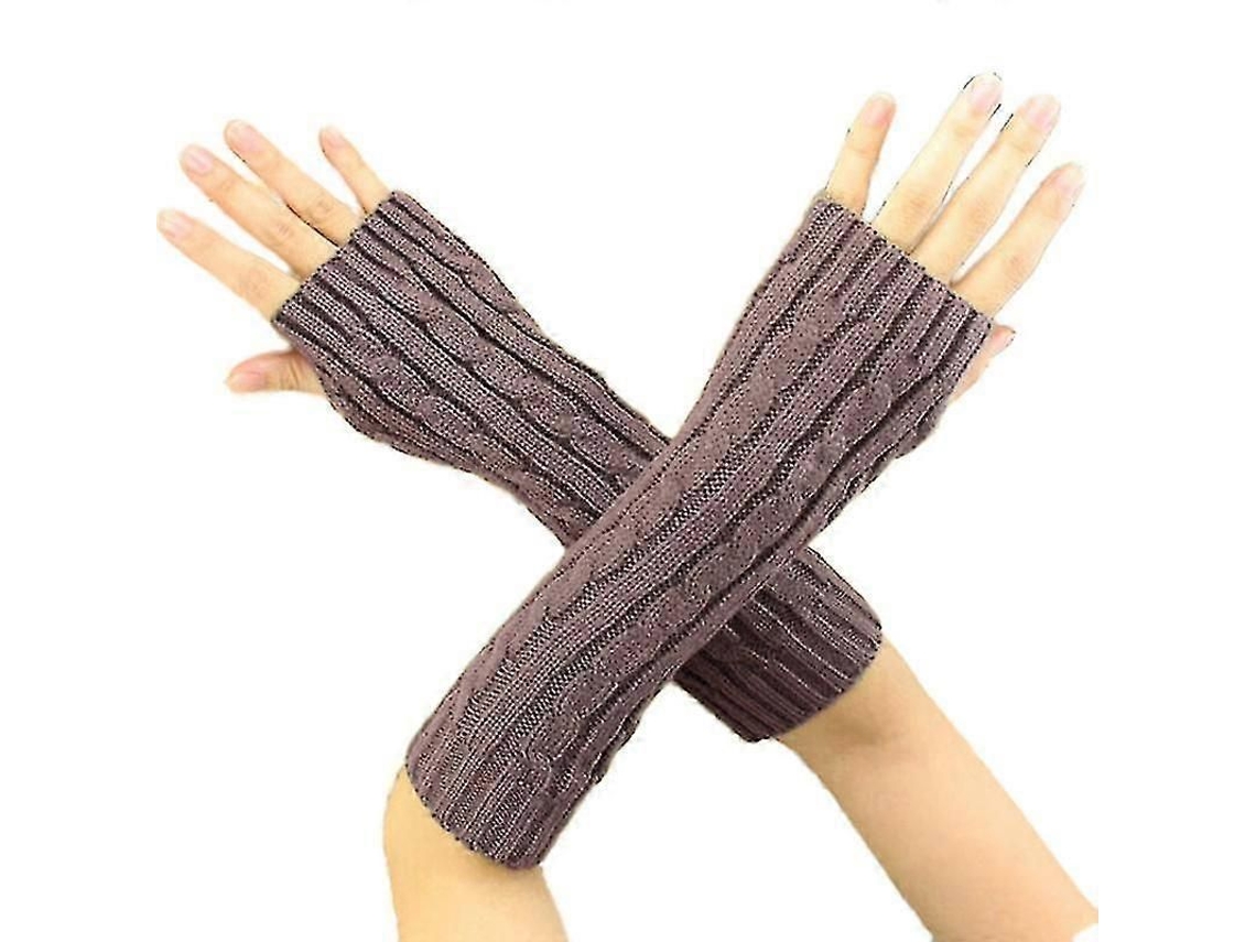2026-guantes De Lana Tejidos Para Mujer Sin Dedos Largos Calientes Para Otoño Invierno Primavera 30cm Muñeca Casual