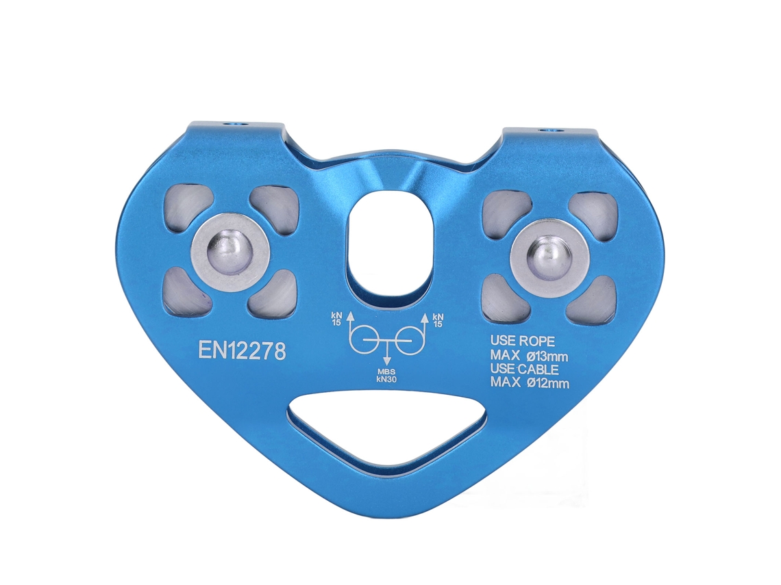 Polea De Aluminio De Doble Eje Para Escalada Aérea, Polea De Correa Para Montañismo Al Aire Libre, Azul