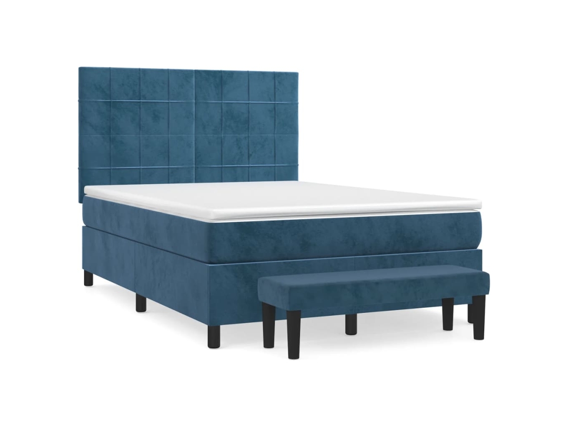 Maison Exclusive - Cama Box Spring Con Colchón Terciopelo Azul Oscuro 140x200 Cm