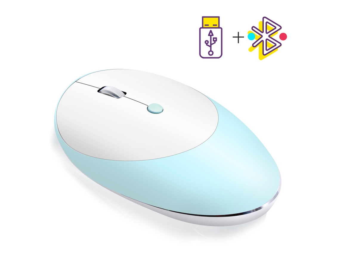 YIZHOOD T36 Ratón Bluetooth Tres Modos Silencio Óptico Inalámbrico para Computadora Portátil PC Oficina Azul