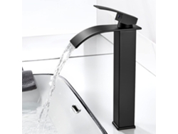 Grifo De Baño Moderno Estilo Cascada Con Salida De Lavabo De 185 Mm De Altura, Agua Fría Y Caliente Seleccionable, G3/8