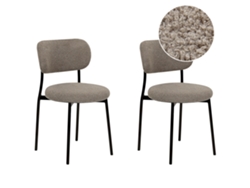 Conjunto de 2 cadeiras de refeição modernas BELIANI Casey de Bouclé Creme 43x44x76
