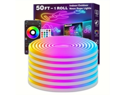 Luz de neón LED de silicona flexible IP65 de 15 m con control remoto por aplicación Cuich