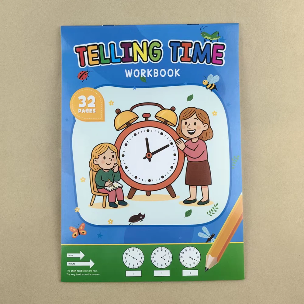 Un Cuaderno De Ejercicios Para Niños Sobre El Concepto Del Tiempo Que Incluye Ejercicios De Lectura Y Matemáticas.