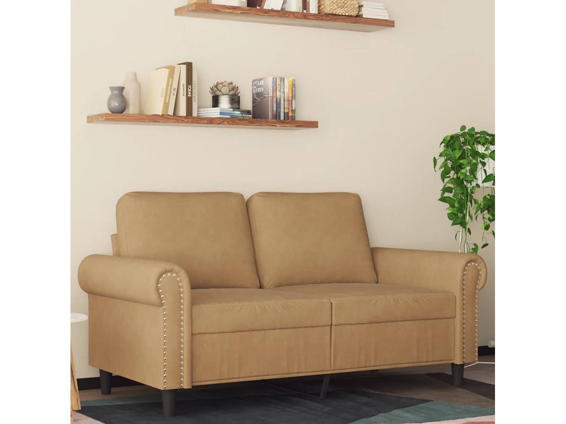 Sofá De 2 Plazas Terciopelo Marrón 120 Cm
