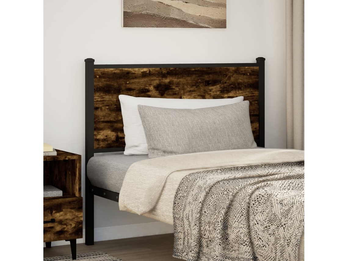 Cabecero de repuesto MAISON EXCLUSIVE en derivados de madera y acero, roble ahumado, 100 cm