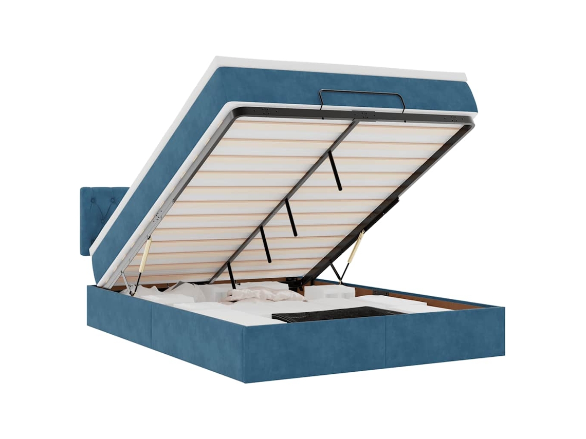 Maison Exclusive - Estructura De Cama Otomana Con Colchón Terciopelo Azul Oscuro