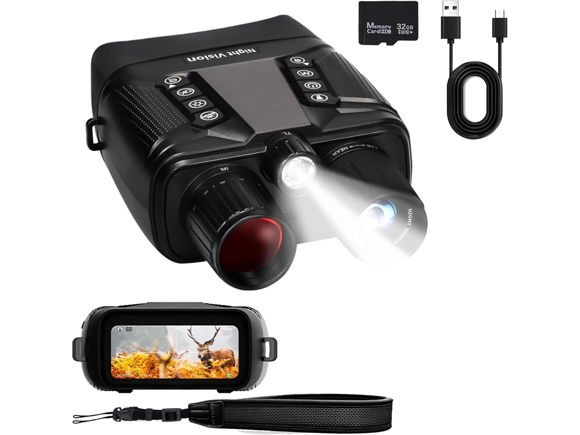 Gafas de visión nocturna para adultos, binoculares de visión nocturna infrarroja dual 4K con batería Chronus de 5000 mAh (negro)