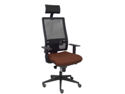 Silla De Oficina Horna Con Mecanismo Sincro Tapizada Con Tela Color Marrón Oscuro Y Malla Color Negro