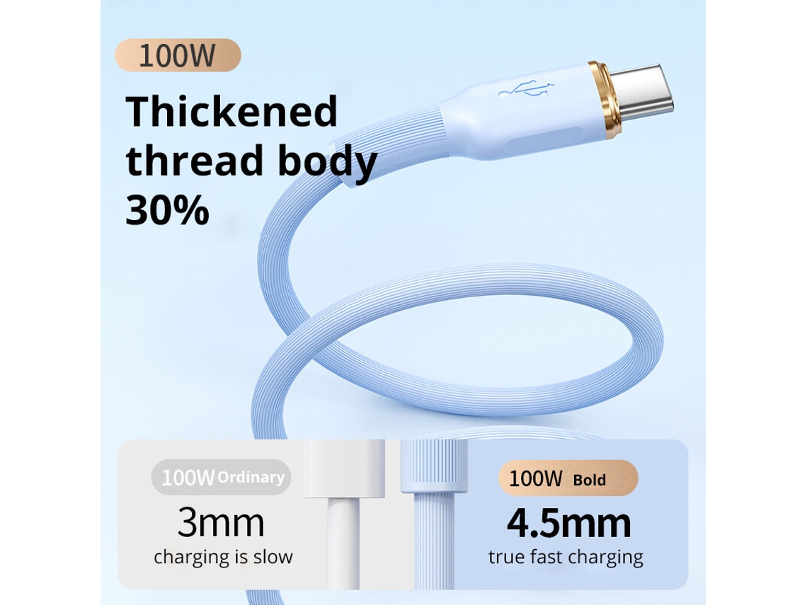 Cable De Carga Rápida Tipo C A Tipo C De 100 W, Cable De Datos Usb-c De Silicona Super Charge De 6 A Para Teléfonos Android, 1 M Y 2 M.