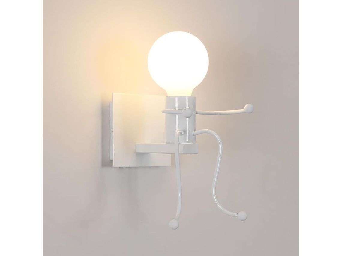 Aplique De Pared Creativo Con Forma Humana, Estilo Retro Moderno En Negro, Portavelas Blanco E27