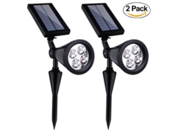 2 Unidades de Holofote Solar Luz de Paisagem 4 Leds de Cor Única com Sensor Brilhante e Escuro Luzes Solares de Jardim para Decoração de Natal