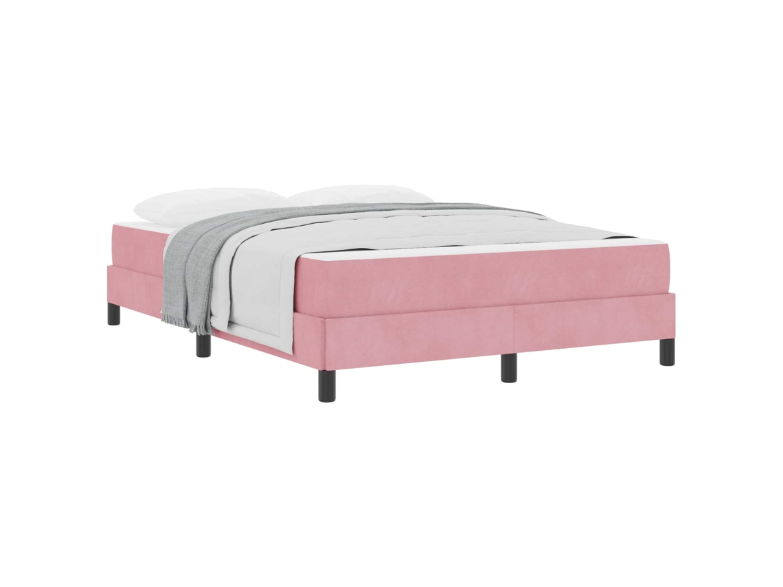 Maison Exclusive - Cama Tipo Box Spring Con Colchón Rosa 140 X 210 Cm Tela