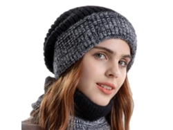 Conjunto De Gorro Y Bufanda De Punto Elástico Acrílico Bicolor Para Mujer (55-60 Cm)