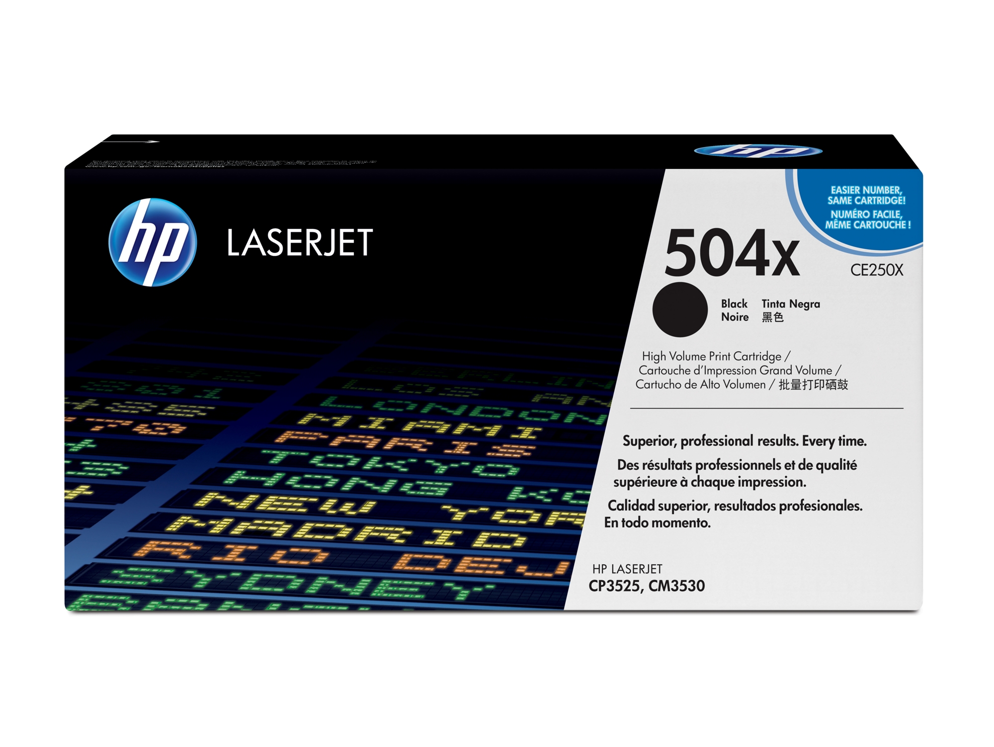 Cartucho de tóner original LaserJet HP 504X de alta capacidad negro para  series CP3525 y CM3530