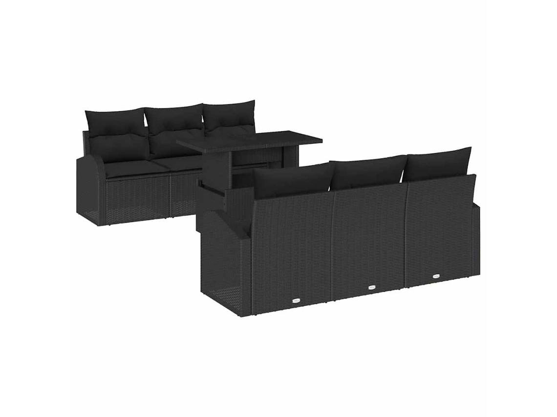 Maison Exclusive - Conjunto De Sofá De Jardín 7 Pcs Negro Rattan De Poliéster