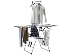 Tendedero Plegable Alas Ajustables Zapatero Acero Inoxidable Plata