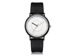 Reloj Analógico De Cuarzo Para Hombre Con Correa Negra Y Esfera Blanca