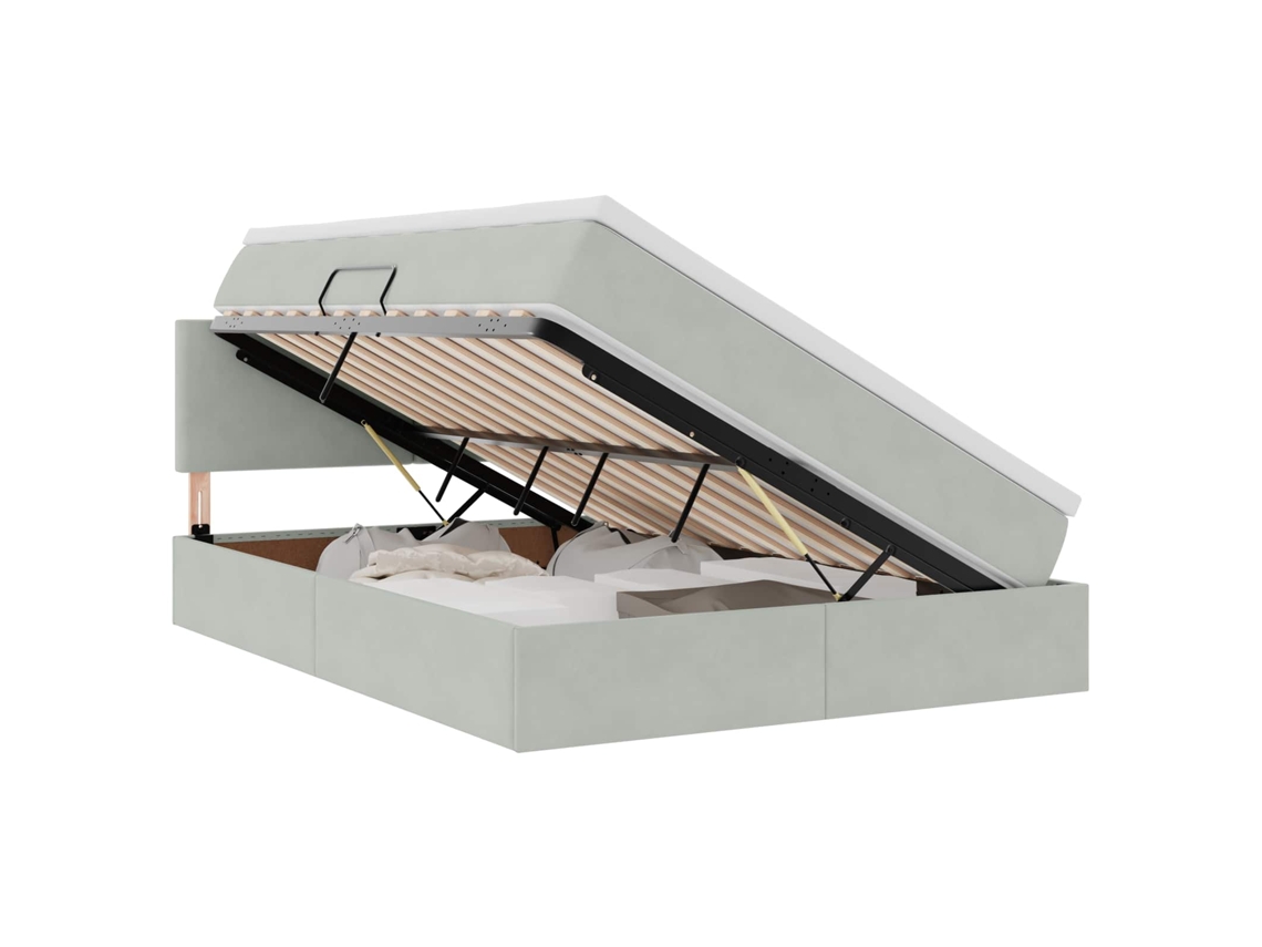 Maison Exclusive - Cama Con Almacenamiento Gris Claro 140 X 200 Cm Terciopelo