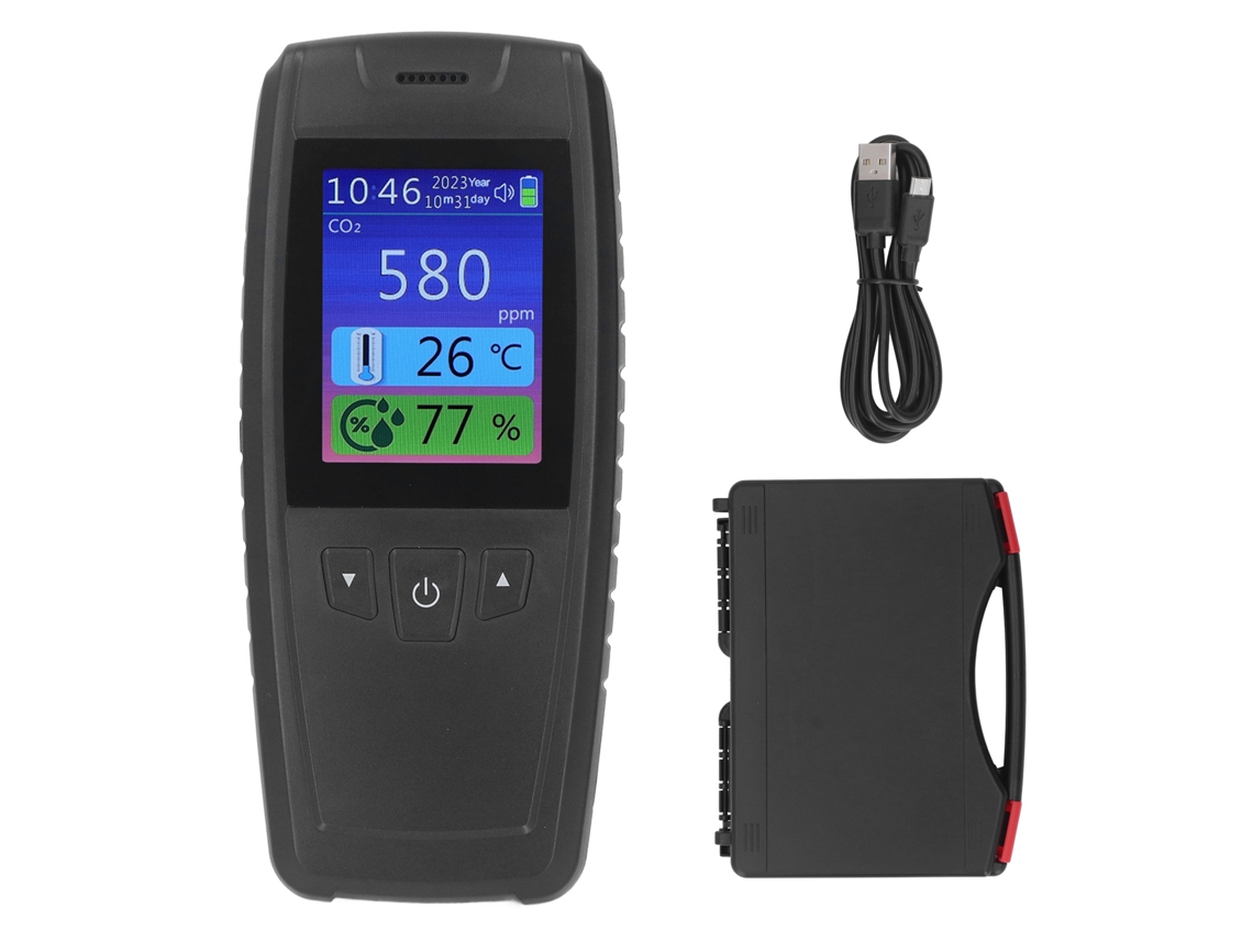Detector De Co2 3 En 1, Monitor Portátil De Calidad Del Aire Con Medición De Temperatura Y Humedad.