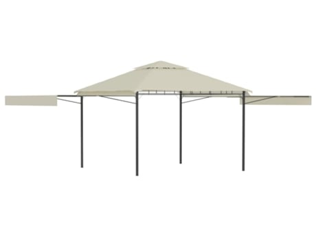 vidaXL Cenador con tejado doble extensible crema 3x3x2,75m 180g/m²
