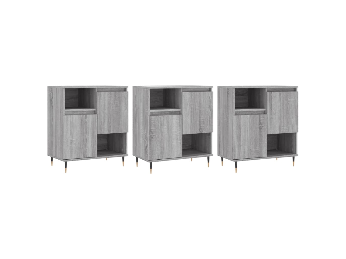 Maison Exclusive - Aparadores 3 Uds Madera Contrachapada Gris Sonoma
