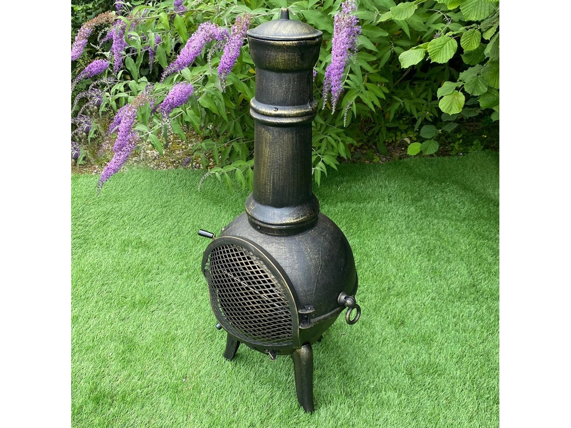 Chiminea de Exterior MONSTERSHOP Efecto Bronce 110cm (Hierro Hundido - 110 cm)